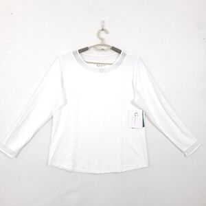 G Lifestyle Golf Top XL White Long Sleeve Mesh Trim Athletic UPF 50+ Activewear